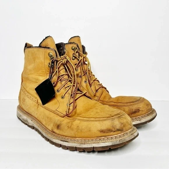 Timberland Britton Hill Moc Toe Boot Nubuck Leather Tan Size 13 Men’s - Picture 2 of 6